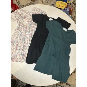 Old Navy Soho Blue Girls Dress Bundle Size 6 6-7 Floral Ribbed Tiered 3pc Lot